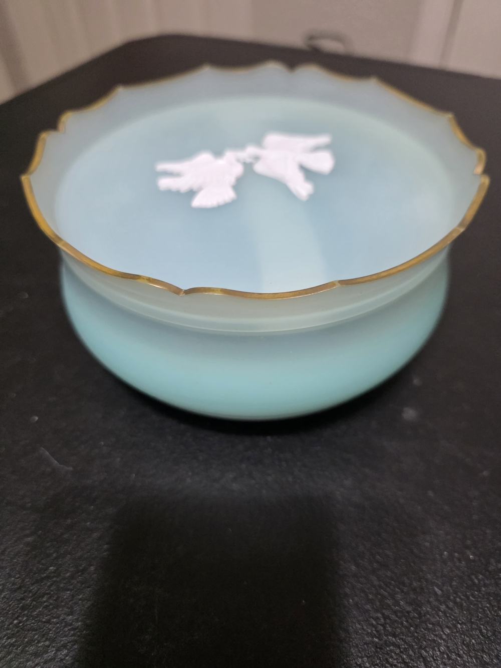 Avon Peace Dove Powder Jar with Puff Blue & Pink